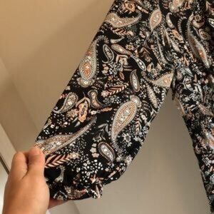 Devoted printed long sleeve tiered maxi dress paisley print